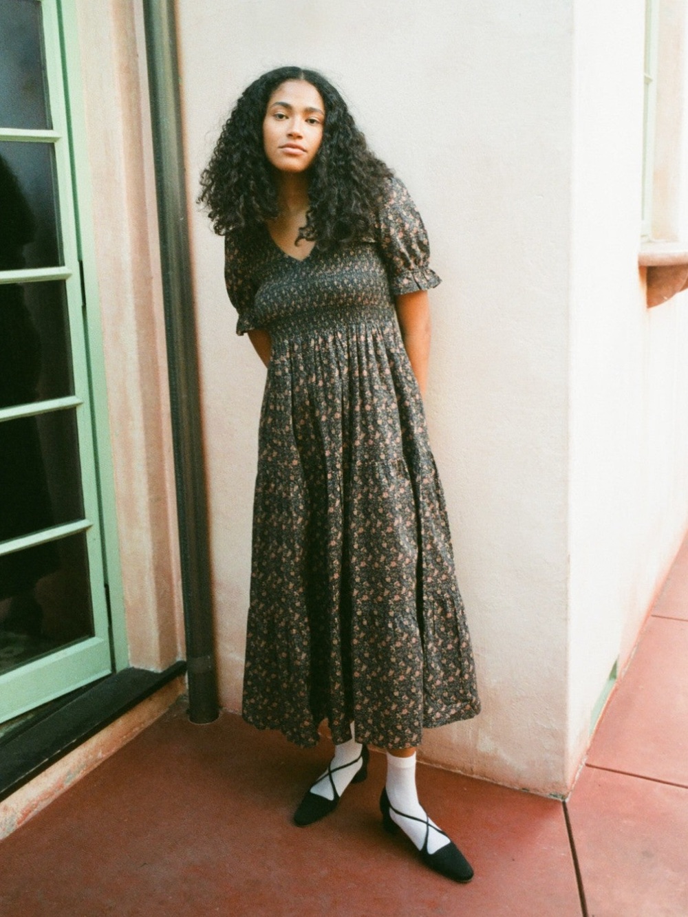 Christy Dawn Brooklyn Dress in Black Cosmos Floral